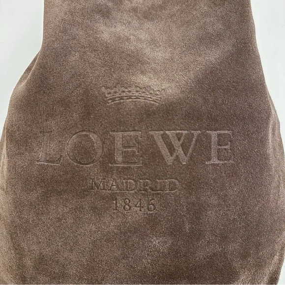 Loewe Brown Suede XL Logo Hobo Shoulder Carryall Bag - Picture 8 of 10